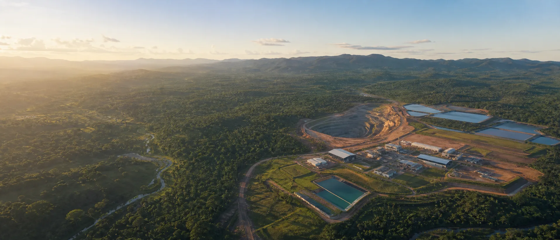 Responsibly planned mine within a forested landscape