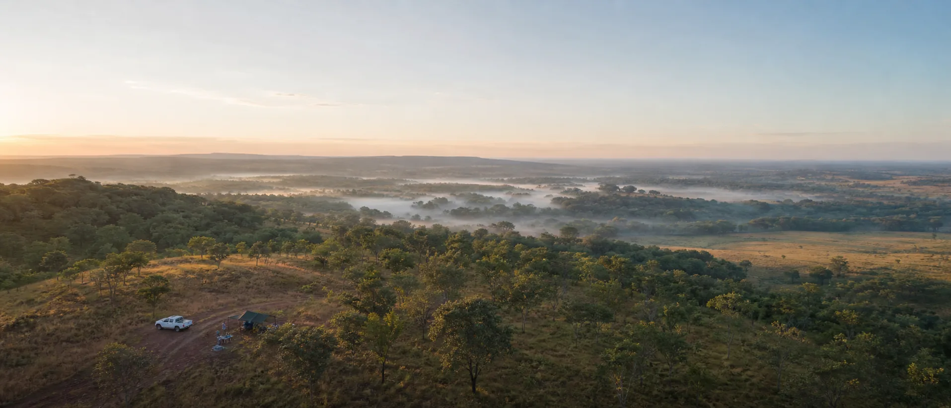 Zambian Copperbelt landscape with a small geological field station